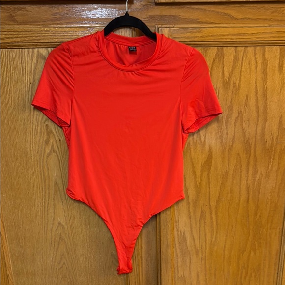 SHEIN Tops - SHEIN Red Polo Bodysuit Fitted Short Sleeve